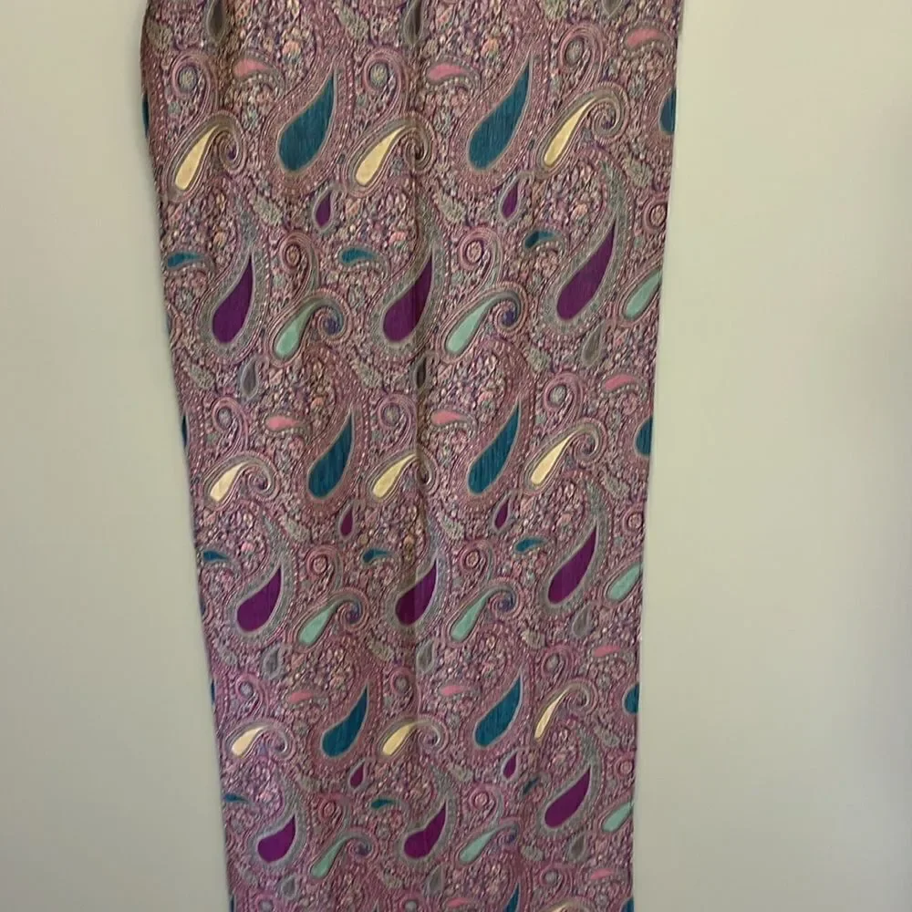 Beautiful Purple Blue Green Tan Paisley Pattern Pashmina Wrap Scarf w/ Tassel-OS